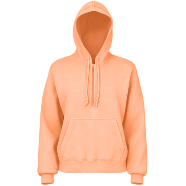 Adult Garment Dye Women's Quarter Zip Hoodie Neon Cantaloupe (GDWQZ-100)